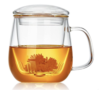 Tasse à thé en verre borosilicate de haute qualité avec infuseur et couvercle, personnalisable avec logo, 350ML 450ML 550ML, pour thé en fleurs et thé en vrac
