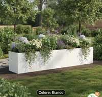 Jardinière rectangulaire en métal de haute qualité avec revêtement en poudre, logo personnalisé, grand pot de plante d'extérieur pour cour, balcon, café