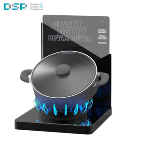 Expositor de Ropa Moderno de Acrílico Personalizado de Alta Calidad de Fábrica DSP Vietnam, Ecológico, con Base de Lámpara de Llama Azul - Product Image 2