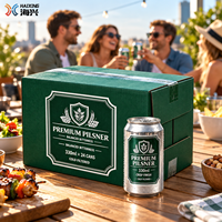 Boîte de présentation de bière artisanale découpée en carton ondulé vert pour la promotion de brasseries locales