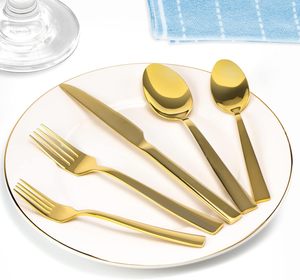 Ensemble de couverts en acier inoxydable doré, poli miroir, couteau, cuillère, fourchette, ensemble de couverts réutilisables pour mariage, fête - Product Image 3