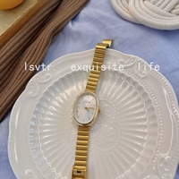 Montres ovales élégantes pour femmes et filles, vente chaude, simples, argentées, dorées, en acier inoxydable, quartz, minimalistes, montres-bracelets L737