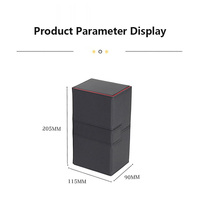 Boîte de rangement PQ Fashion avec plateau à dés et fermeture à bouton, capacité de 200+ cartes à double protège-poche, en cuir PU, double rangement pour cartes