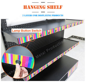 Tùy chỉnh cửa hàng bán lẻ mẫu Pegboard Kim Loại Rack hiển thị cho đèn <span class=keywords><strong>LED</strong></span> ánh sáng với nút chuyển đổi - Product Image 4