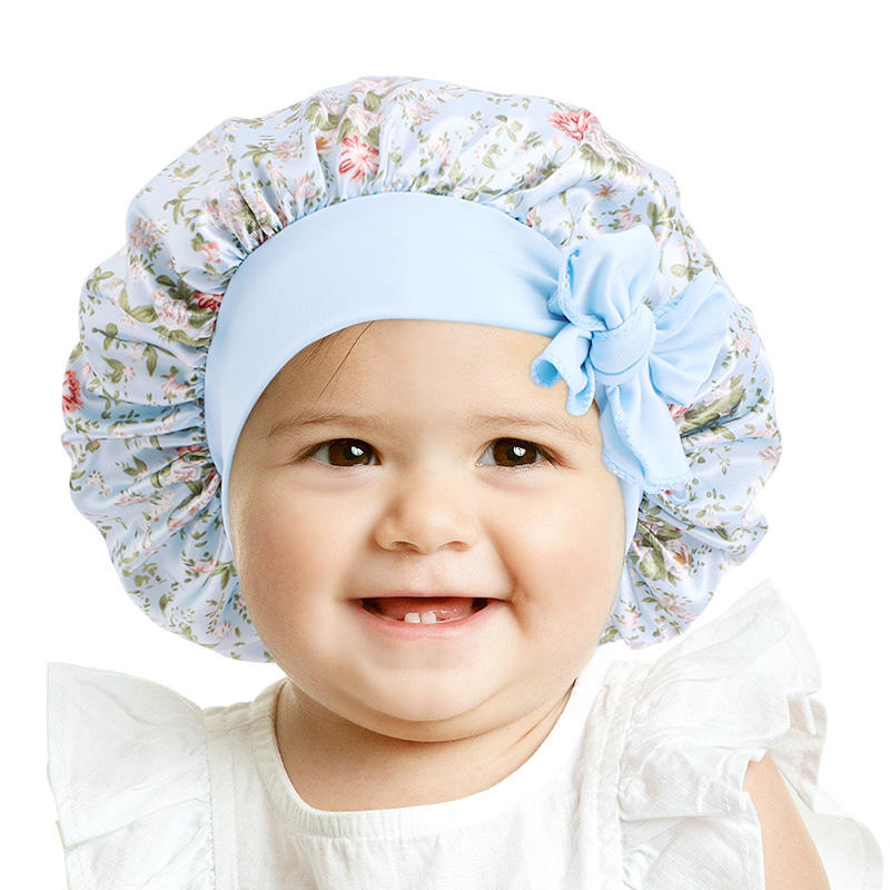 Kids Bow Head Wraps Bonnet Custom Silky Kids Plain Satin Bonnets and Edge  Wraps Baby Bonnet Wholesale