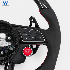 Volant en fibre de carbone noir avec lumières LED, compatible avec <span class=keywords><strong>Audi</strong></span> A4 43 46 R8 <span class=keywords><strong>R9</strong></span> A3 A5 A6 A7 S5 Q5 Q7, amélioration et modification - Product Image 3