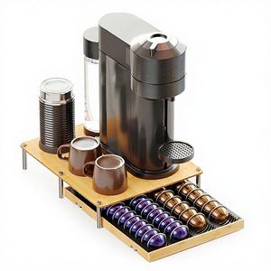 Tiroir de rangement pour dosettes de café en bambou, compatible avec les capsules <span class=keywords><strong>Nespresso</strong></span> Vertuo, capacité de 40 dosettes grandes et 56 dosettes petites, station à café - Product Image 1