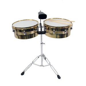 Precio de Fábrica al por Mayor Timbales de Hierro de 14/15 Pulgadas - Juego de Percusión Latina de Metal para Actuaciones de Adultos, Grado Profesional, Tambor Negro - Product Image 2