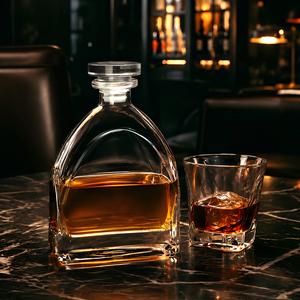 Carafe à <span class=keywords><strong>whisky</strong></span> en <span class=keywords><strong>cristal</strong></span> transparent NOVARE Luxury 800 ml avec bouchon en silicone, <span class=keywords><strong>verre</strong></span> sans plomb, logo personnalisable OEM/ODM - Product Image 1