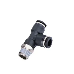 PD Pneumatic Fittings Male Thread T Shape Tee Air Connector Pipe Coupler Quick Release Fitting Compressor Accessories