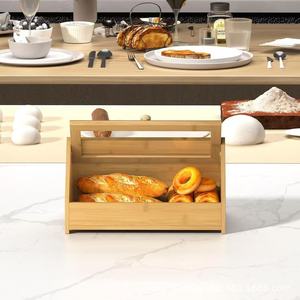 Caja de Pan de Madera con Tapa Abatible de Acrílico Transparente, Contenedor de Alimentos para Encimera de Cocina, Caja de Almacenamiento Rectangular de Bambú de Color Sólido - Product Image 3