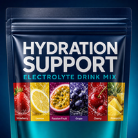 Sachets de poudre d'électrolytes sans sucre pour adultes, hydratation rapide, végétaliens, pour le soutien énergétique