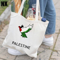 Matériau en polyesre personnalisé, couleur blanche, impression, logo, drapeau national palestinien, sac fourre-tout réutilisable avec NX