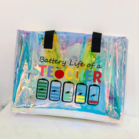 Sac fourre-tout de plage en PVC transparent holographique irisé, personnalisé, de luxe, imperméable, avec logo, pour la vente en gros