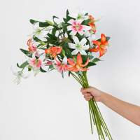 Vente en gros d'usine : Lys tigre artificiel de 73 cm, tige unique, en soie, pour arrangements floraux de mariage, maison, hôtel et décoration