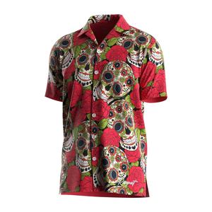Chemise hawaïenne à manches courtes extensible pour la plage, à motifs floraux sublimés, style bord de mer - Product Image 1