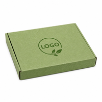 Boîte d'expédition en carton ondulé plat vert herbe avec logo personnalisé, écologique et recyclable, pour vêtements et cadeaux
