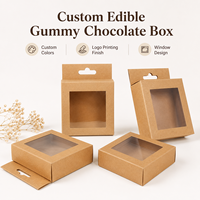 Boîte d'emballage personnalisée en papier kraft pliable avec fenêtre pour chocolats gélifiés comestibles et brownies, idéale pour les dispensaires