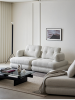 Nordisches Creme-Design Biskuit-Modul-Sofa-Set für Kleine Wohnungen Bewegliches Bohnenkuchen-Block Chenille-Stoff