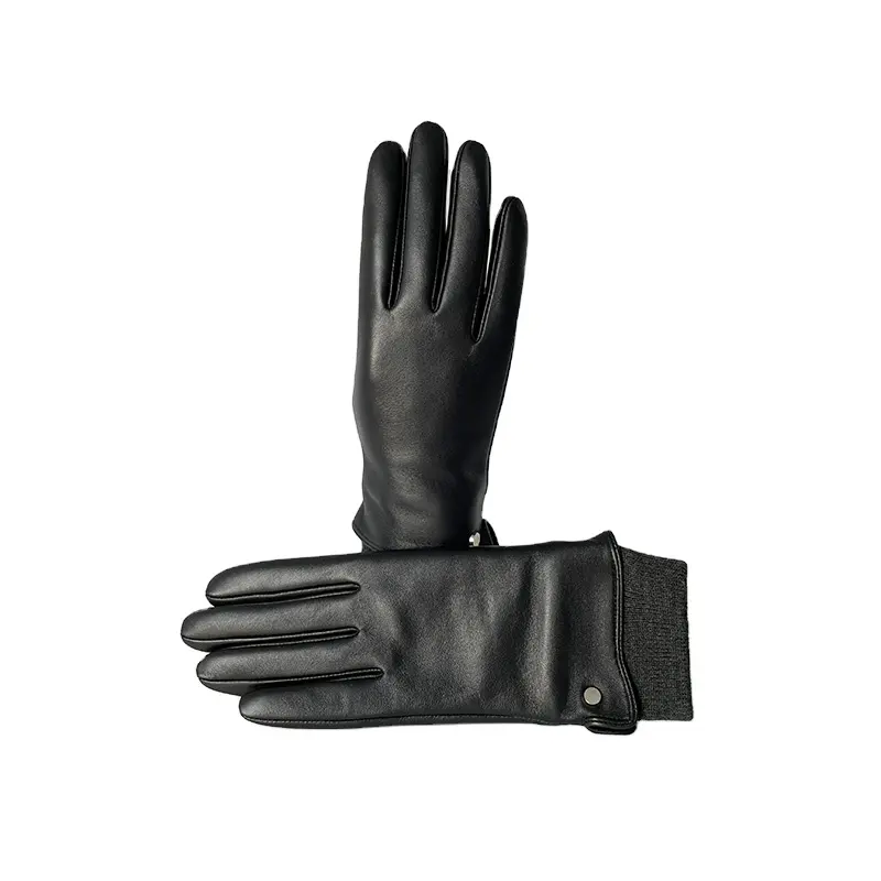 BSCI Factory Wholesale Stylish Touch Screen Knitted Lining Winter Genuine Leather Gloves Women