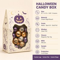 Boîtes personnalisées pour friandises d'Halloween avec fenêtre transparente, emballage de bonbons Boo Bag, multipack de 48, vente en gros d'usine OEM