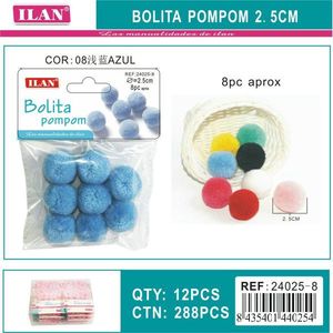 Iln <b>Wool</b> Pompom 2.5Cm Light Blue <b>Craft</b> Decorations - Product Image 1