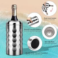 Nouveau design de refroidisseur de bouteilles de bière et de vin à double paroi en acier inoxydable personnalisé seau à glace à champagne refroidisseur seau refroidisseur