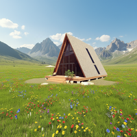 Maison triangulaire avec loft, maisonnette préfabriquée en bois en forme de A, avec toit en pente et design de loft, pour usage commercial/bureau