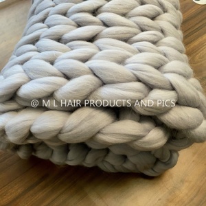 Hot Bán Merino Len Sợi Chunky Chăn Tay Đan Khổng Lồ Len Top Chăn - Product Image 5