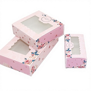 Cupcake <b>Box</b> Window Pink Wholesale Cardboard Wedding Favor <b>Party</b> Gift Matt Lamination Biodegradable Foldable Paperboard <b>Box</b> Model - Product Image 3