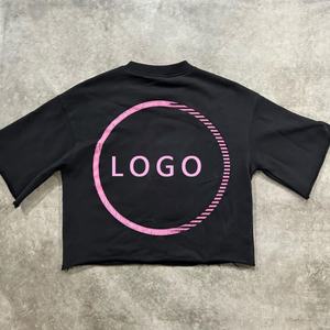 Camiseta de hombre extragrande de algodón 100% de punto, cuello grueso, estilo casual, streetwear vintage, con gráfico personalizado OEM y diseño de dibujos animados. - Product Image 2