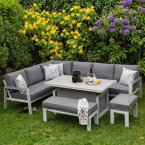 Set <span class=keywords><strong>da</strong></span> <span class=keywords><strong>giardino</strong></span> in alluminio <span class=keywords><strong>bianco</strong></span> di lusso a forma di L divano <span class=keywords><strong>da</strong></span> <span class=keywords><strong>giardino</strong></span> in alluminio - Product Image 6