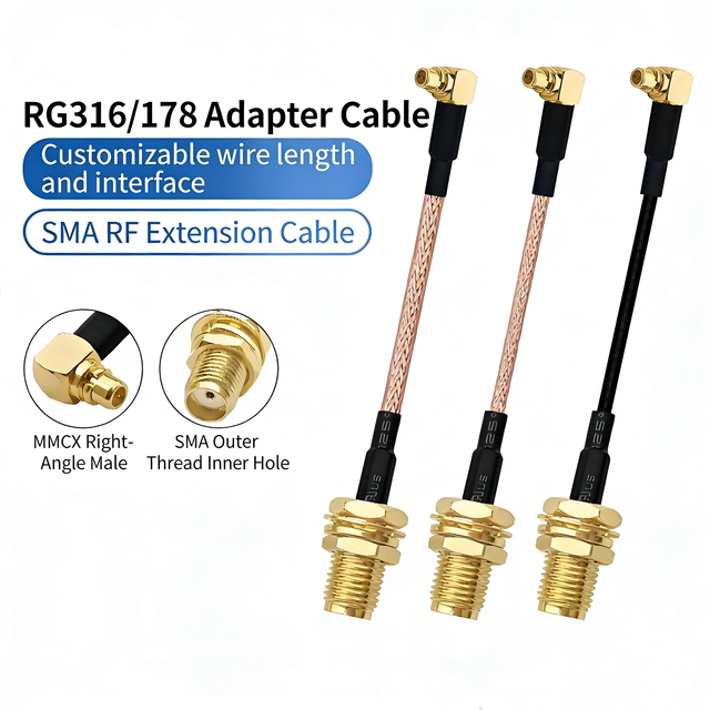Professional MMCX Male to SMA RFJumper Cable RG316 RG178  Coaxial Cable with Right Angle Connector 50 Ohm 0-6GHz for RF Antenna