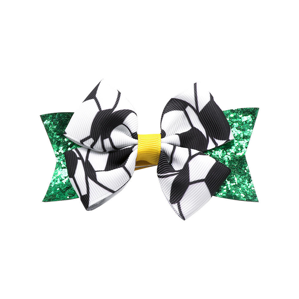 Mc3505 green grit football bow hairpin