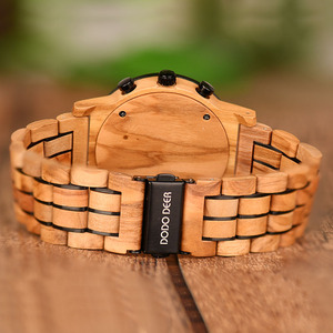 2025 Vintage <span class=keywords><strong>Chrono</strong></span> Acier Inoxydable Olive Wood Grain Montres pour Hommes - Product Image 5