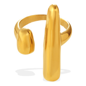 แหวนทองรูปทรงเรขาคณิต สแตนเลสสตีล ชุบทอง 18K ดีไซน์เปิดแบบไม่สมมาตร เครื่องประดับแฟชั่นสำหรับทุกเพศ เหมาะเป็นของขวัญ - Product Image 5
