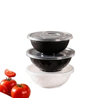 Bols en plastique étanches en vrac avec couvercle - Contenants jetables robustes, biodégradables et compatibles micro-ondes pour la préparation de repas chauds
