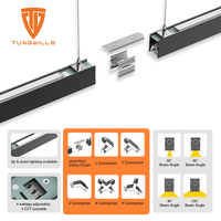 Système d'éclairage LED linéaire sans soudure, éclairage bidirectionnel, 4 températures de couleur réglables, raccordement en série, certifié ETL DLC, pour bureaux, gymnases, entrepôts, usines, prix usine