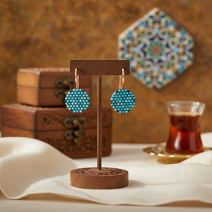 Turquoise Round Design <b>Threader</b> <b>Earring</b> Turkish Wholesale 925 Sterling Silver for Woman Jewelry - Product Image 3