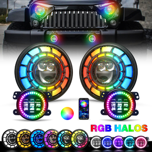 2025 Starry RGB Halo 7 pouces H6024 phares LED phares <span class=keywords><strong>4</strong></span> "antibrouillard lampe à LED pour Jeep Wrangler JK illimité JKU 2007-2018 - Product Image 5