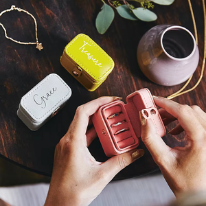 Mini PU Leather Ring Box Portable Travel Jewelry Organizer <b>Case</b> with Snap Button <b>Small</b> Jewelry Storage for Rings Earrings - Product Image 3