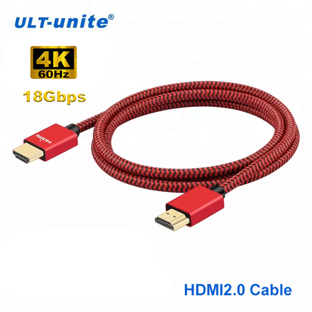 ULT-unite 1M/1.5M 2M 3M Red Silver Gray HDMI2.0 Cable 4K 60Hz HDMI Male to Male Cable 4k hdmi Cable for Computers