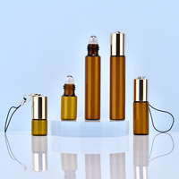 Botol Roller Parfum Minyak Atsiri Kaca Amber Ukuran Perjalanan Portabel 1ml 2ml 3ml 5ml 10ml dengan Rantai Gantung