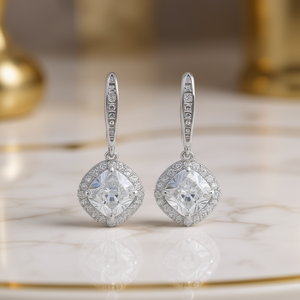 Pendientes de diamantes David Yurman, corte princesa, oro blanco, certificado GIA, joyería de boda, estilo clásico para mujer - Product Image 2