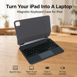 คีย์บอร์ด iPad พร้อมทัชแพด คีย์บอร์ดเรืองแสงสำหรับ iPad คีย์บอร์ดไร้สายแบบแม่เหล็กชาร์จได้สำหรับ iPad Pro iPad Air - Product Image 1