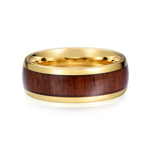 Ouyuan Fabriek Nieuw Ontwerp 8mm 18K Gouden Herenringen Tungsten <span class=keywords><strong>Ring</strong></span> met Houten Inleg Comfortabele Pasvorm - Product Image 2
