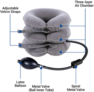 Almohada inflable <span class=keywords><strong>de</strong></span> franela completa para tracción cervical con control manual con cable ajustable para alivio instantáneo del <span class=keywords><strong>dolor</strong></span> crónico <span class=keywords><strong>de</strong></span> <span class=keywords><strong>cuello</strong></span> y hombros - Product Image 5