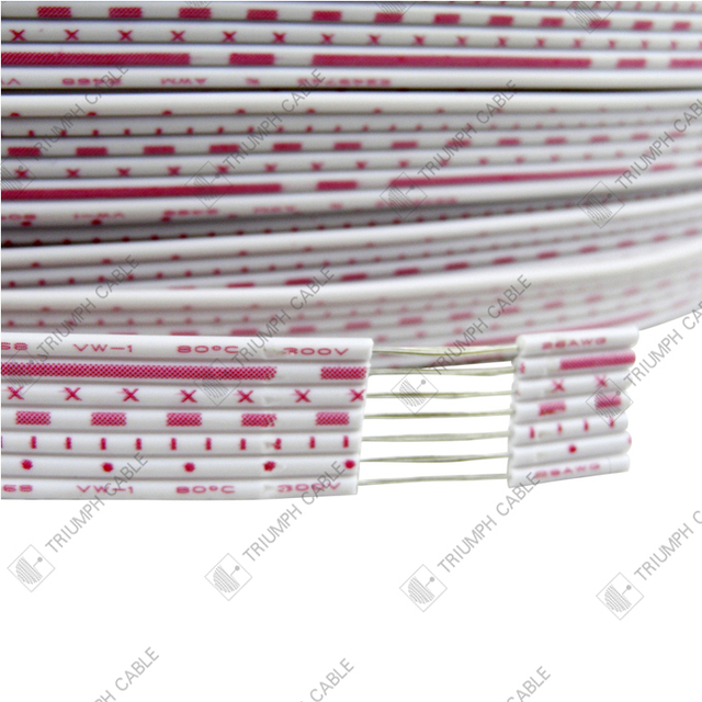 AWM UL2468 10AWG Multi-Core Ribbon Flat Electrical Wire Rainbow Cable High Temperature PVC Insulation Wire Cable