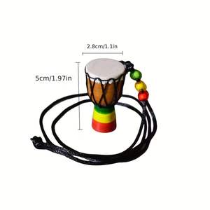 Nouveau pendentif <span class=keywords><strong>Djembé</strong></span> miniature en bois massif fait main, exquis, pour la décoration de la maison, l'éducation musicale précoce des enfants, cadeau musical - Product Image 2