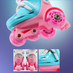 Jumon Flash Skating Shoes Kids Beginner Roller Skating Shoes Set Children Skates with Kneepad Elbow Pads Helmet Barrier <b>Backpack</b> - Product Image 5